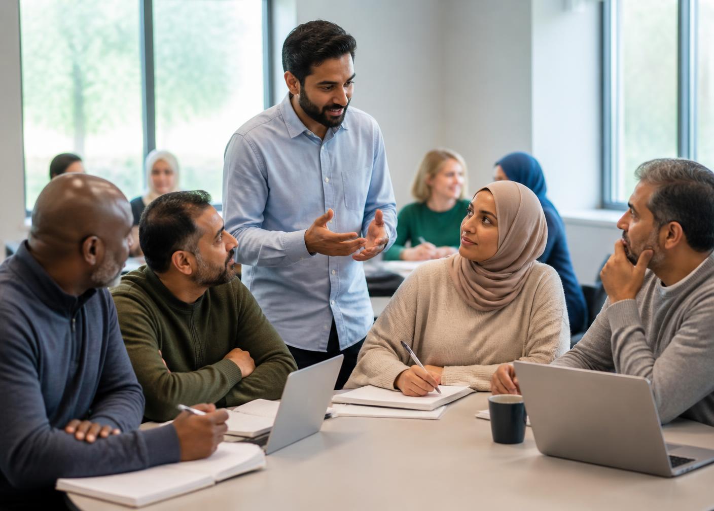 Adults taking part in a community learning workshop